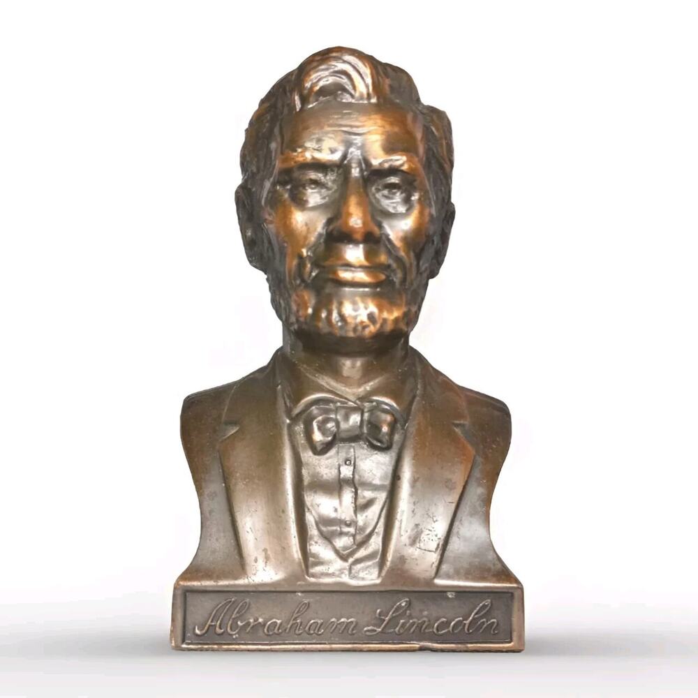 Abraham Lincoln First Federal Savings Loan Bust Coin Bank Bronze Vintage